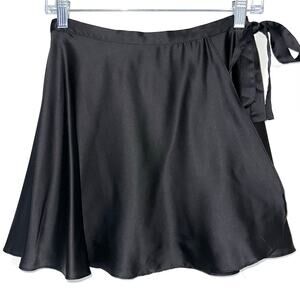 Pretty Garbage Black Satin Wrap Mini Skirt Size Small